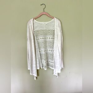 Aeropostale white cardigan with lace back. Size small.